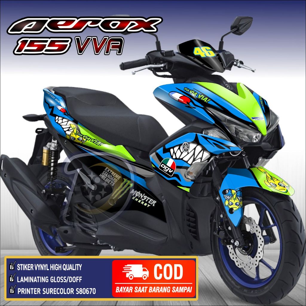 Decal Aerox 155 VVA Lama Striping AEROX 155 Lama Stiker Aerox 155 Old Shark