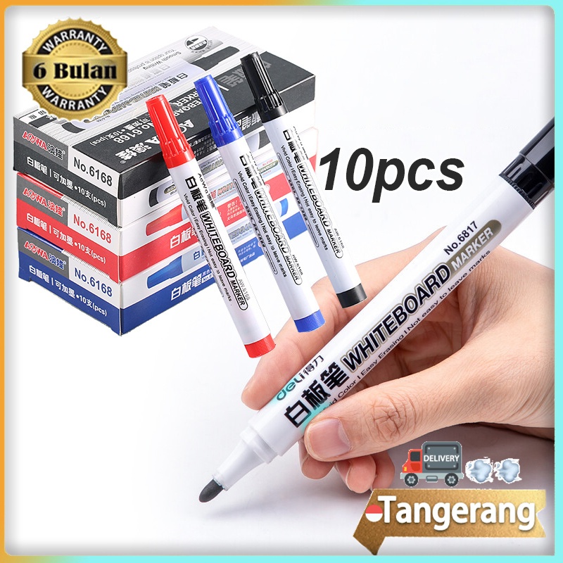 

10pcs/Box Spidol Whiteboard / Spidol Papan Tulis Besar Refillable Hitam/Merah/Biru