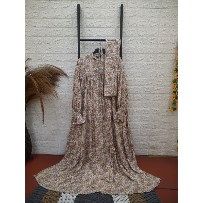 gamis one set hijab viral Wanita jumbo, standar elegant