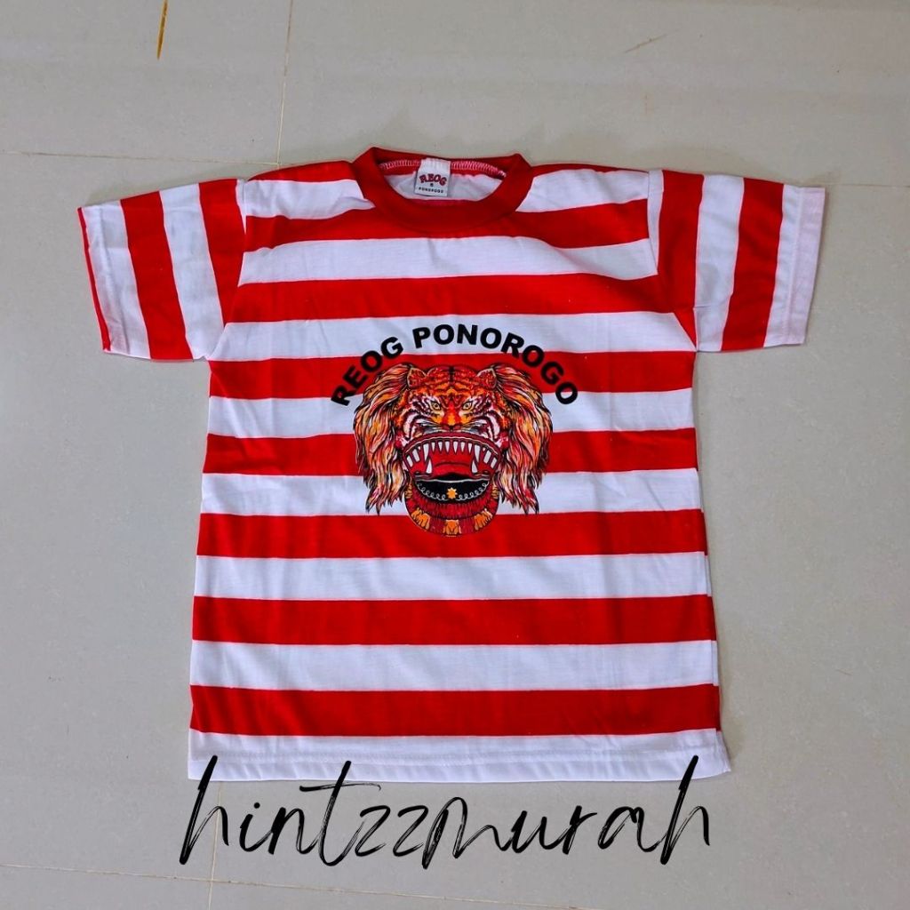 Kaos Reog Ponorogo Anak Usia 3-12 Tahun / Kaos Lorek Merah Putih / Baju Jaranan / Kaos Reog Jatilan