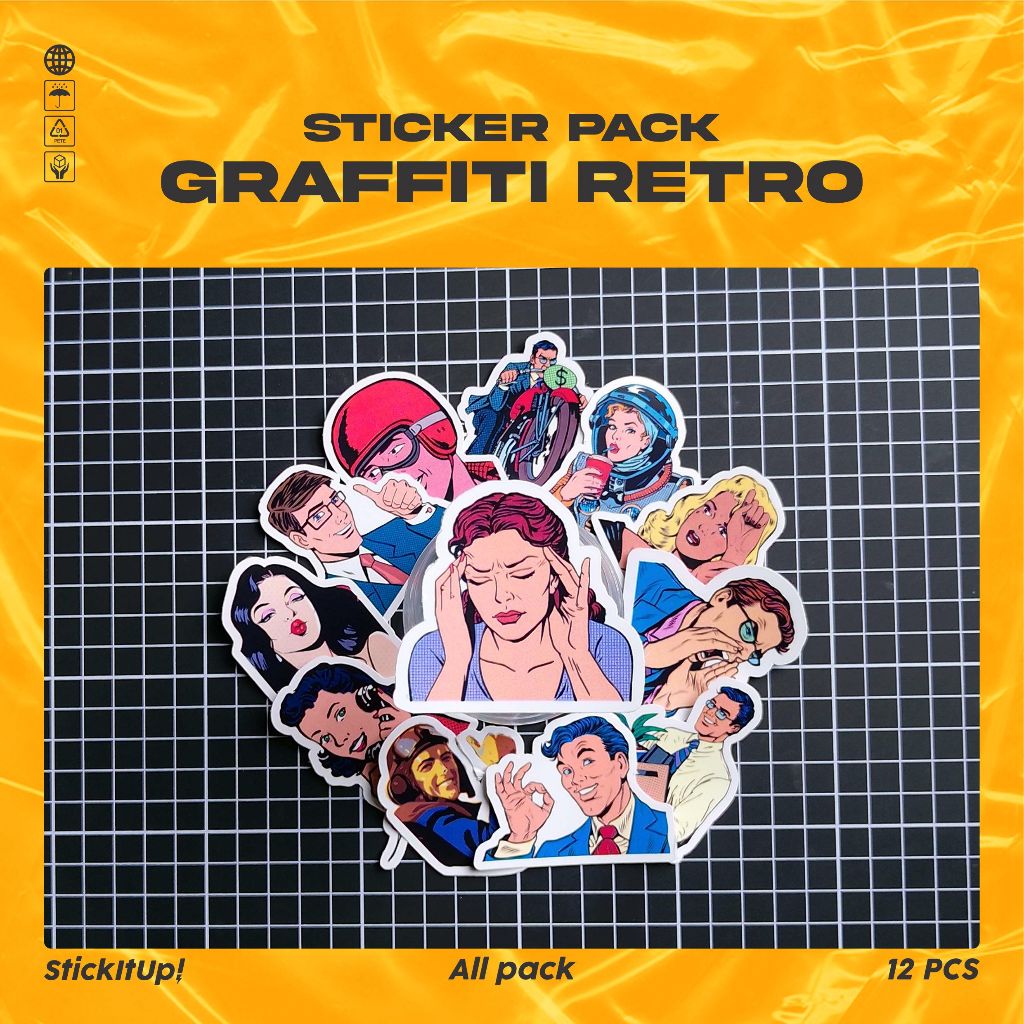 

COD✨ StickItUp Stiker Pack Grafiti Style Retro Keren Untuk Koper Laptop Skateboard