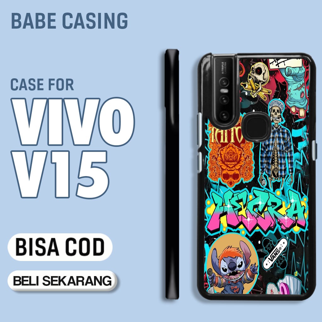 case hp vivo V15 terbaru aesthetic grafiti art kartun bear lotso hitam estetik keren lucu unik casin
