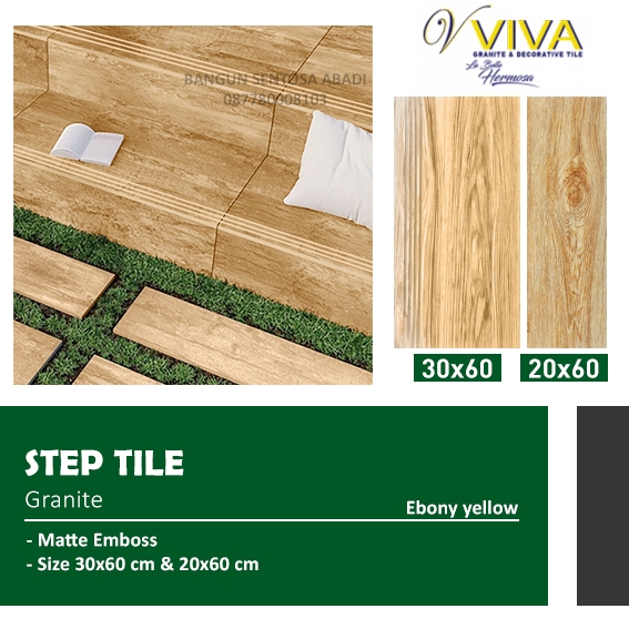 STEPNOSING TANGGA GRANIT CORAK KAYU / STEP NOSING PLIN GRANITE EBONY YELLOW