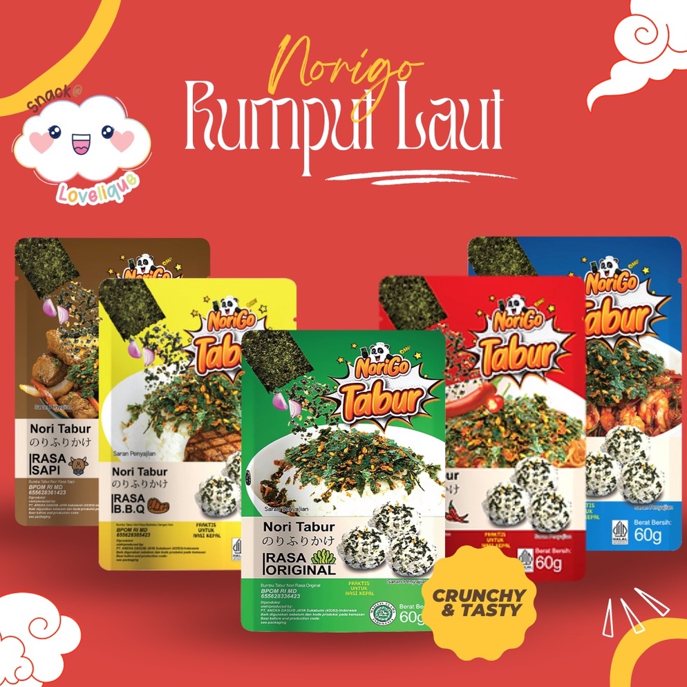 

[♜I36(] NoriGo Tabur Rumput Laut Panggang - Nori Sprinkles - All Variant (Original / Spicy / Beef / Seafood / BBQ) Always