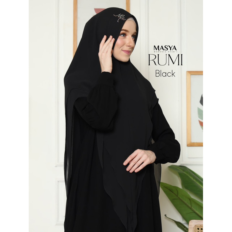 Jibab Hijab Khimar Kerudung Swarovski Syari Ceruty Ceruti Babydoll 2 Layer Gold - Ungu - Hitam - Ora