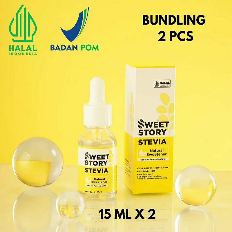 

(BUNDLING 2 PCS) Sweet Story Stevia Cair Pemanis Alami Pengganti Gula 0 KALORI 0 GULA (BPOM & HALAL)