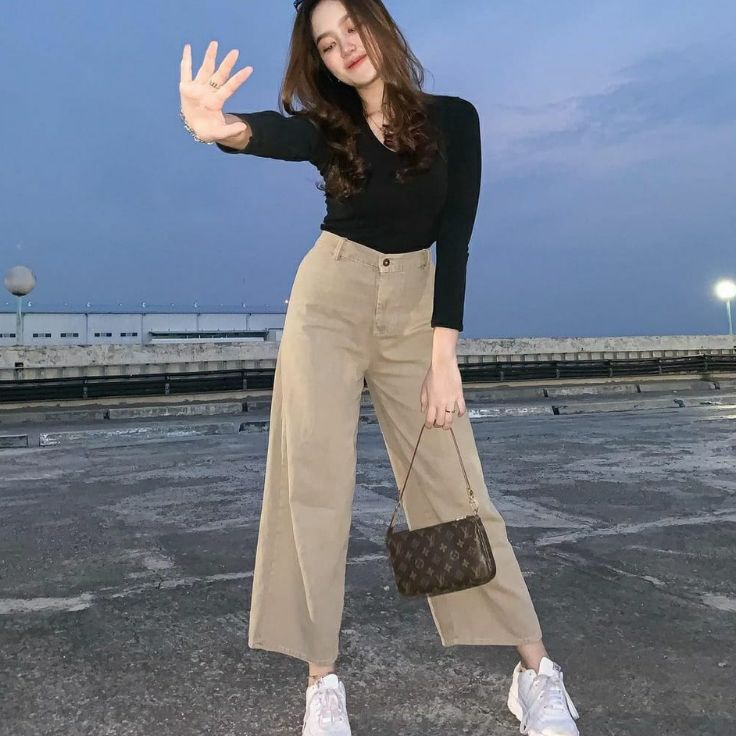 Ekstra benefit BF CELANA KULOT JEANS CREAM//CELANA BAWAHAN HIGHWAIST KULOT WARNA
