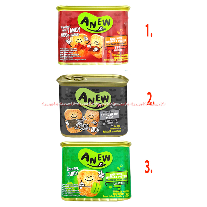 

Anew 340gr Vegetable Protein BBQ Flavour Tangy Kornet Daging Black Paper Classic