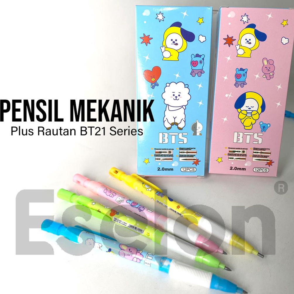 

Pal!ng Popul4r 12pcs Pensil Mekanik 2.0mm BT21 / pensil mekanik TR-2151 Only One