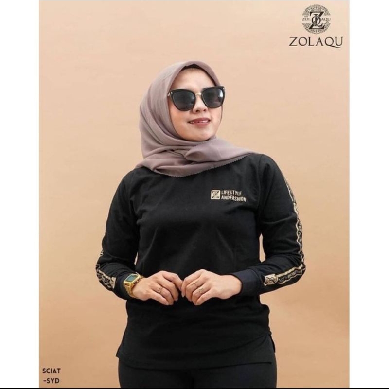 Kaos wanita lengan panjang ZOLAQU SIZE M. L. XL. XXL / kaos  perempuan bahan cotton combed 24s premi