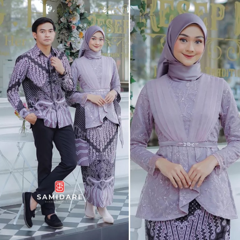 MALL Kebaya Couple Wisuda Modern Kebaya Aveena Set Tunik Lamaran Tunangan Batik Baju Couple Kondanga