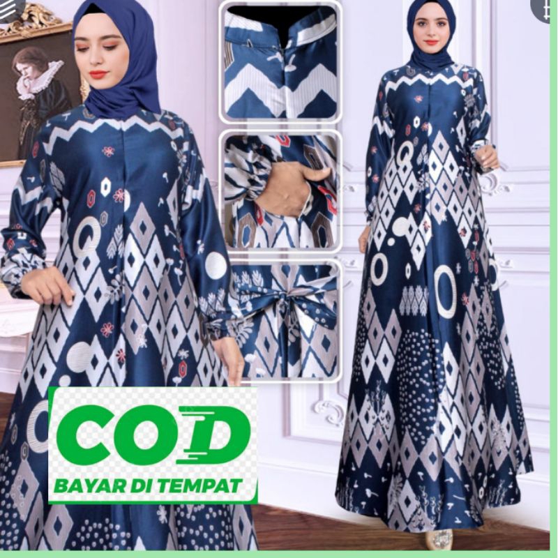 (cod) gamis muslim wanita model terbaru . gamis muslim wanita bahan silk premium. gamis muslim terla