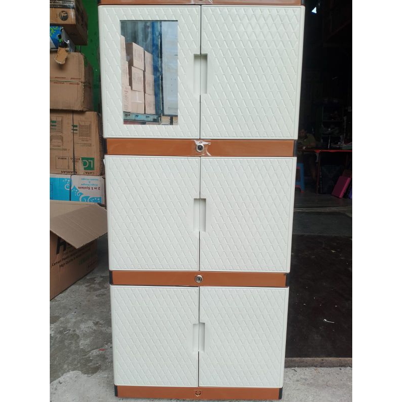 Lemari plastik Renata mini Susun 3 Cermin