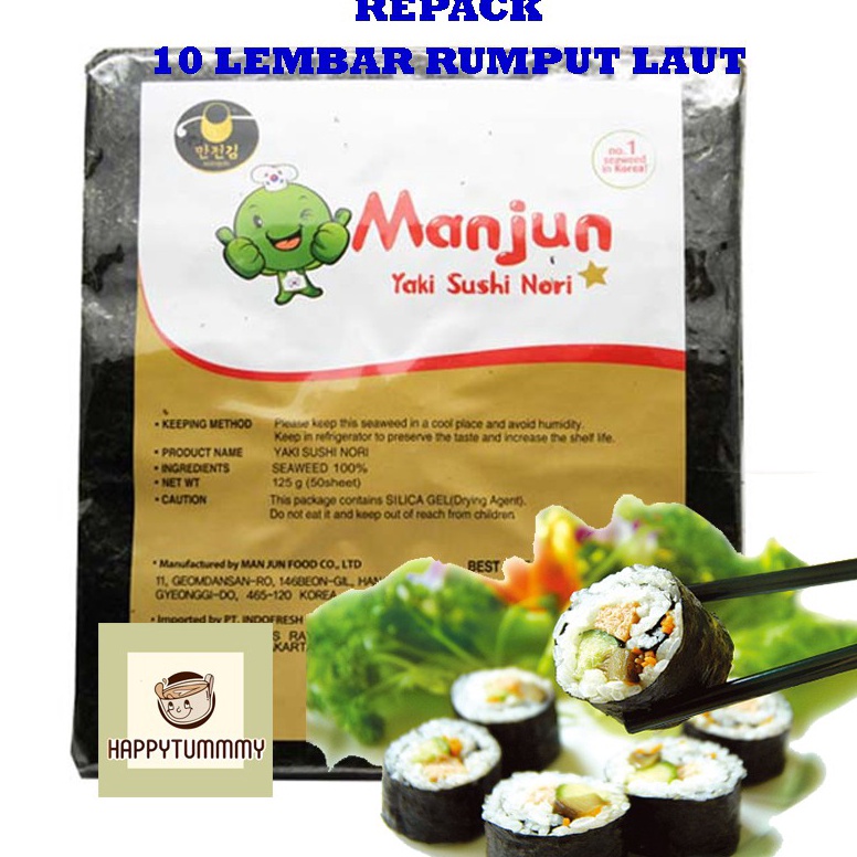 

[✧I33➤] Manjun Nori 10 Lembar HALAL Seaweed Rumput Laut Sushi Gimbap Korean Yaki Sushi Nori On Sale