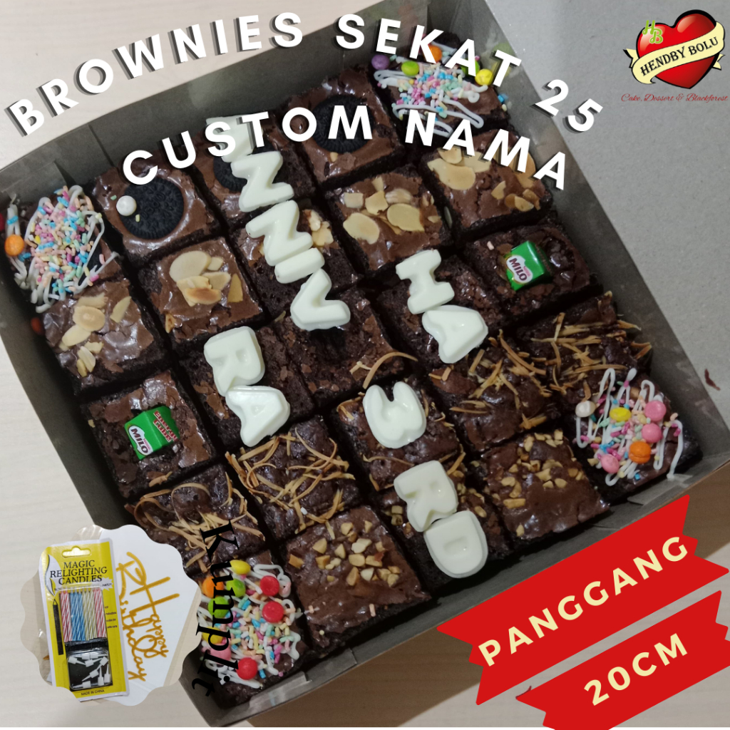 

Brownies Sekat Nama / Kue Brownis / Bronis Coklat / Brownies Custom Nama /Brownies Panggang