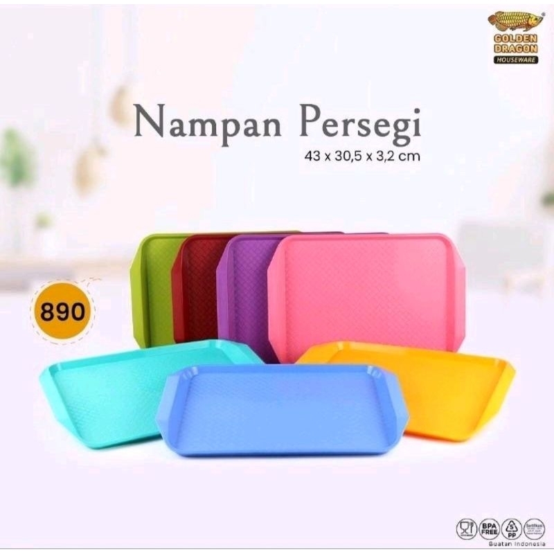 Nampan Gagang Persegi - Golden Dragon Melamin (890)