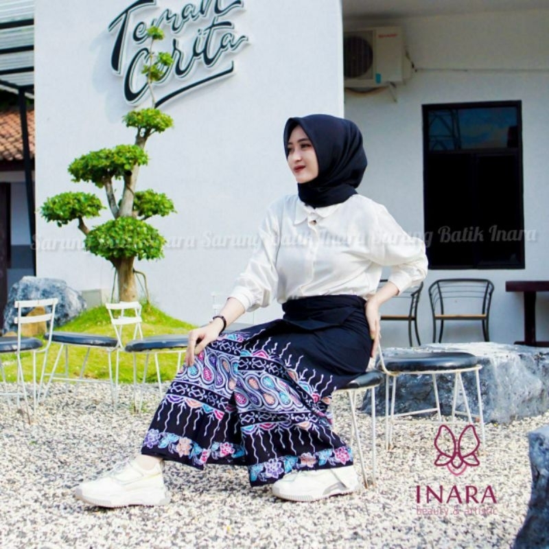Sarongku id - Inara Motif#13 Hitam Motif Batik Warna Bawah Sarung Batik Pekaloangan Kekinian