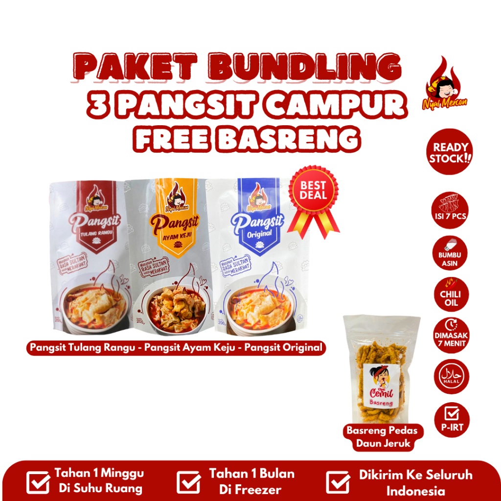 

Import Terlaris [ EXCLUSIVE ] Paket Bundling 3 Pangsit Nyai Mercon Free Basreng Pedas !