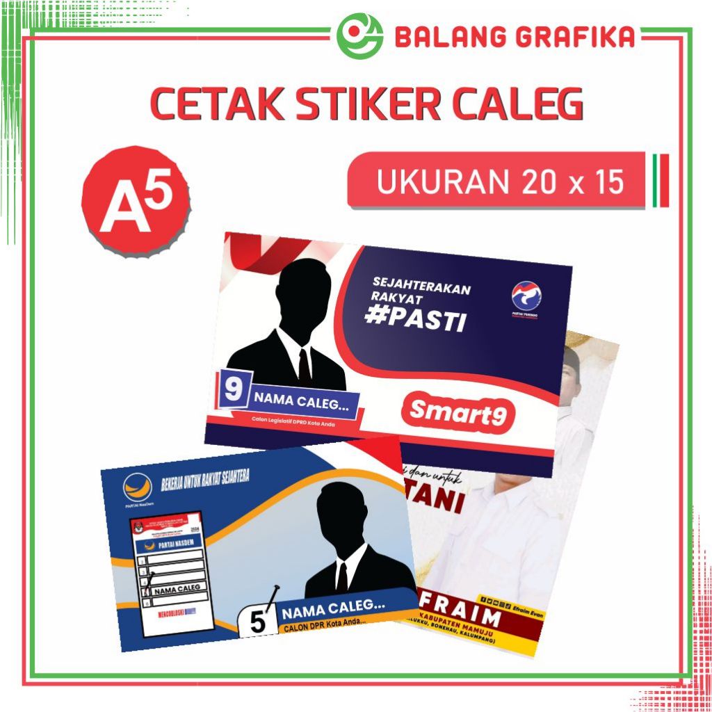 

Cetak Sticker Caleg Stiker Partai Kampanye Pemilu Ukuran 15x20 cm Balang Grafika Makassar