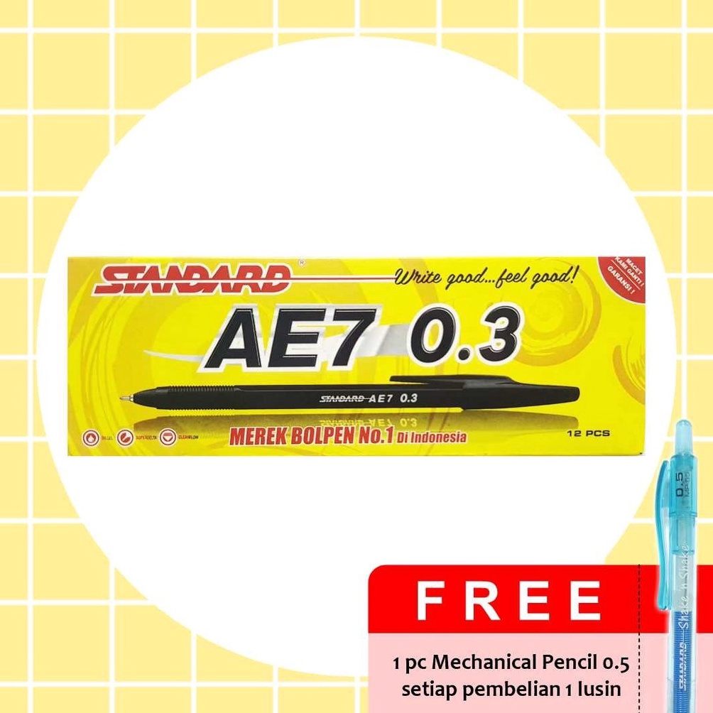 

Super Promo.. Standard Pen - AE7 0.3 Isi 12 pcs ( Pulpen, Pena, Ballpoint, Pen ) JFM
