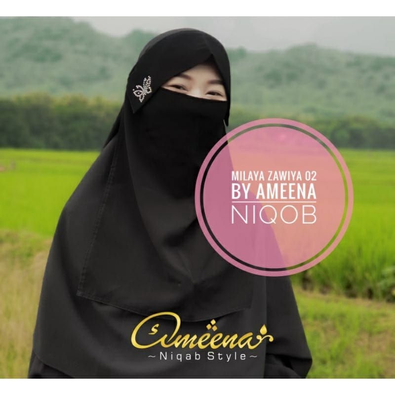 Cadar Niqab Milaya Poni kupu/ Cadar Tali Poni Kupu Niqab Milaya Poni Kupu Ameena/Niqab milaya hias k
