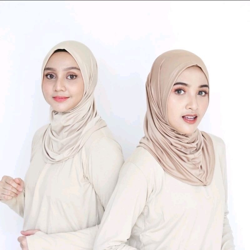 Hijab Bergo Sport Wanita Tanpa Pet Jersey Premium