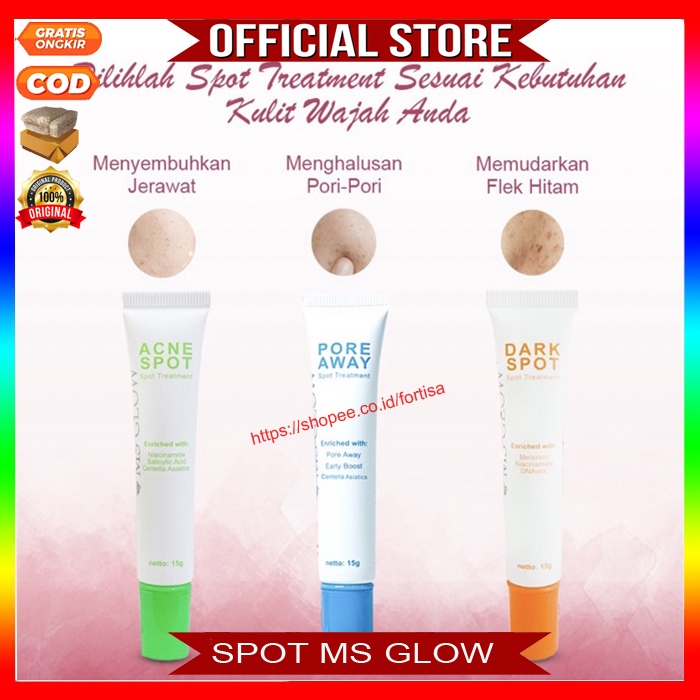 ms glow dark spot / ms glow pore away / ms glow acne spot
