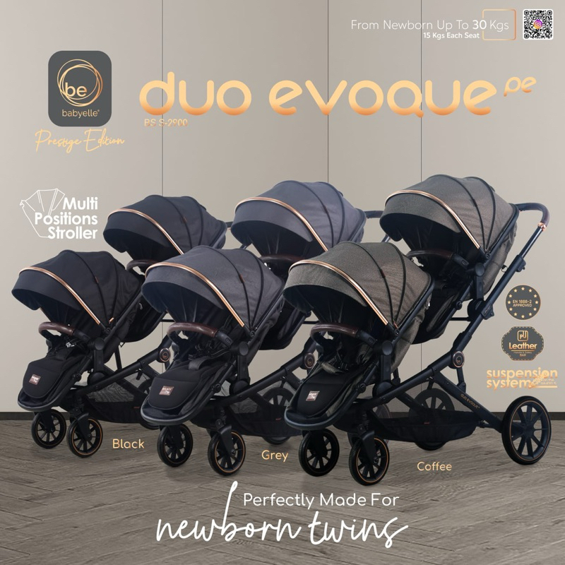 Stroller BabyElle S-2900 Duo Evoque / Kereta Dorong Bayi Kembar
