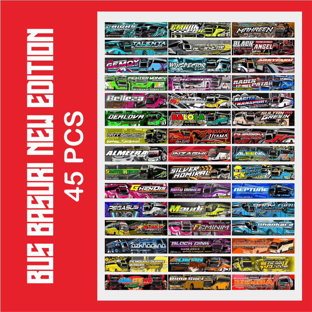 

STICKER BUS BASURI 45PCS PREMIUM DESAIN 2