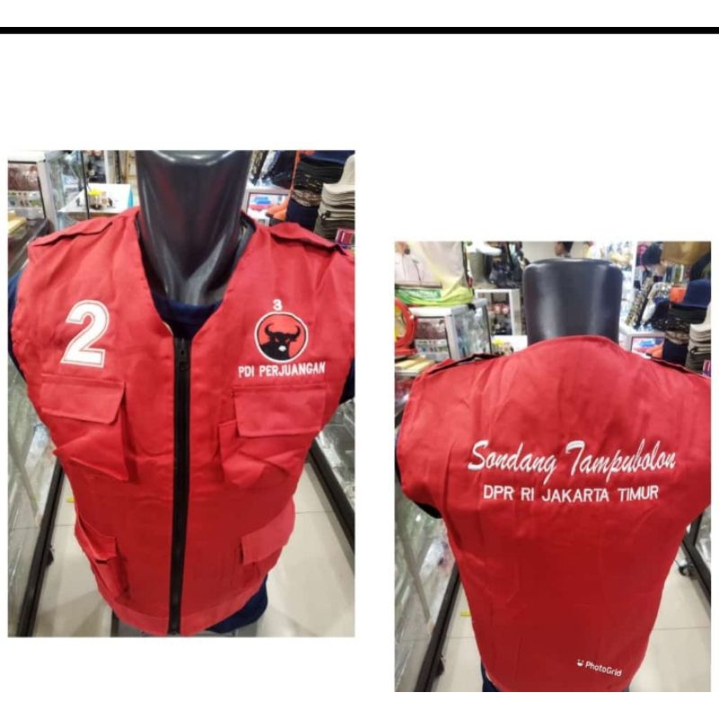 rompi caleg PDI perjuangan#rompi tim sukses pdi