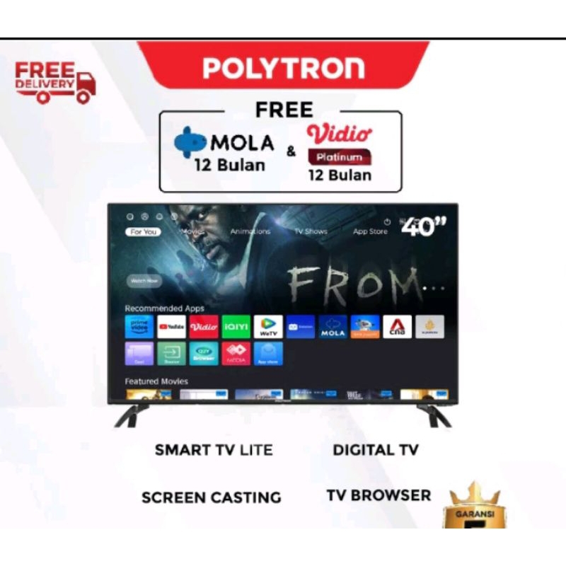 TV LED Polytron  Smart TV Digital 40 Inch PLD40CV 8969 YouTube