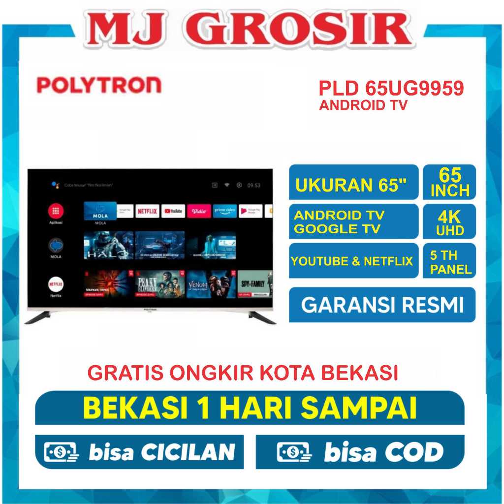 LED TV POLYTRON 65" PLD 65UG9959 65 INCH USB MOVIE ANDROID
