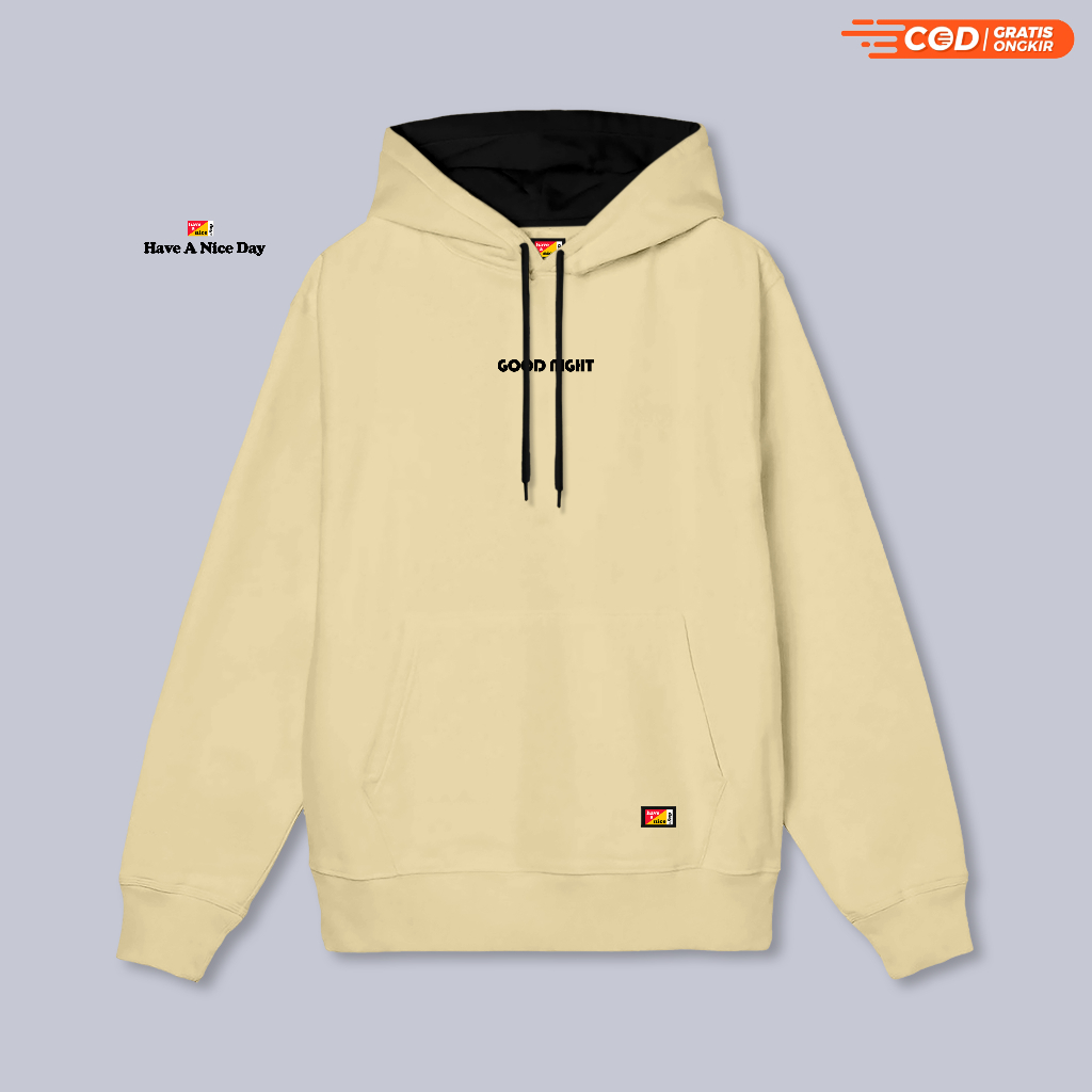 Have a Nice Day Switer Cowok Bahan Tebal Warna Cream Motif Good Night Suiter Distro Cowok Bahan Teba