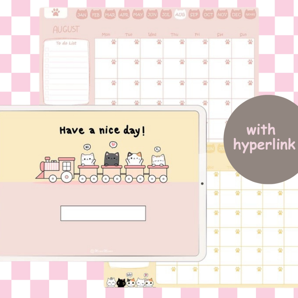 

Simple Digital Kitten Cat Planner Landscape Aesthetic and Colorfull --- Kitty Simple Digital Undated Planner