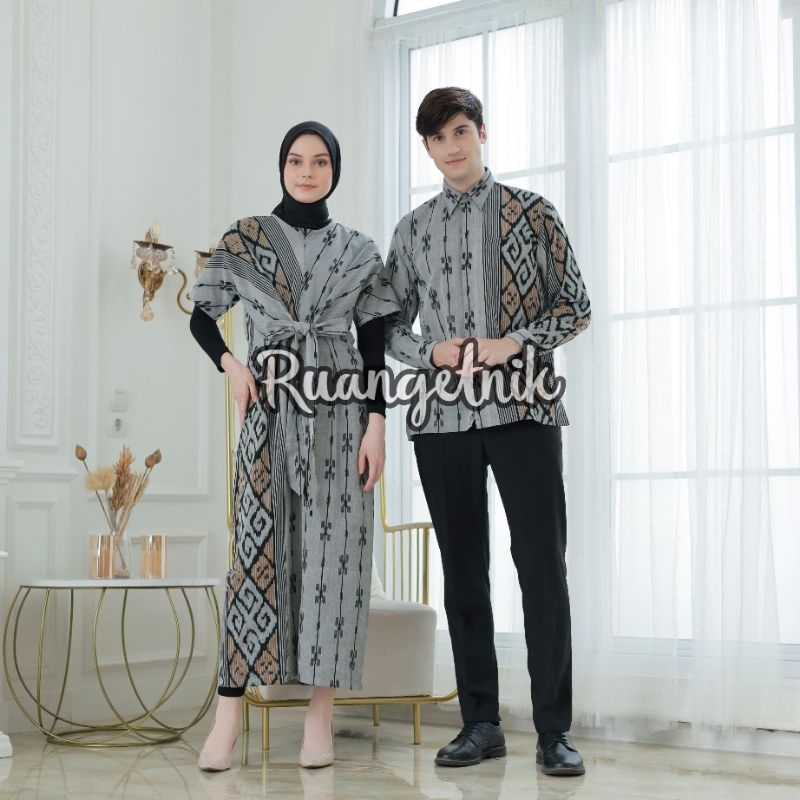 set couple tenun ikat blanket-baju tenun couple premium