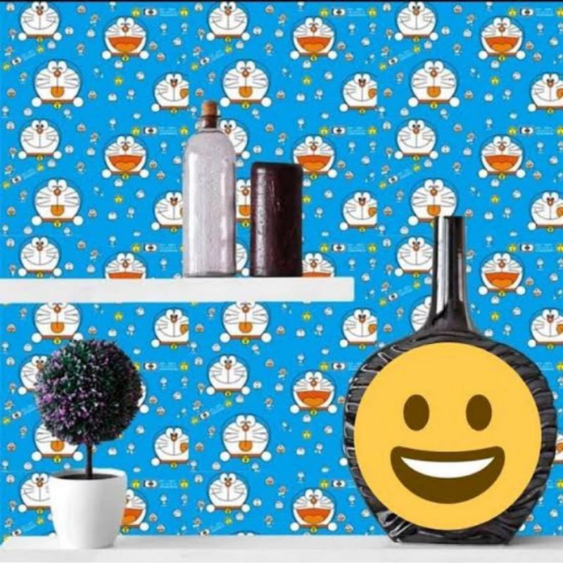 Wallpaper Sticker Dinding Karakter Doraemon Kepala Dekorasi Dinding Kamar Anak Kekinian