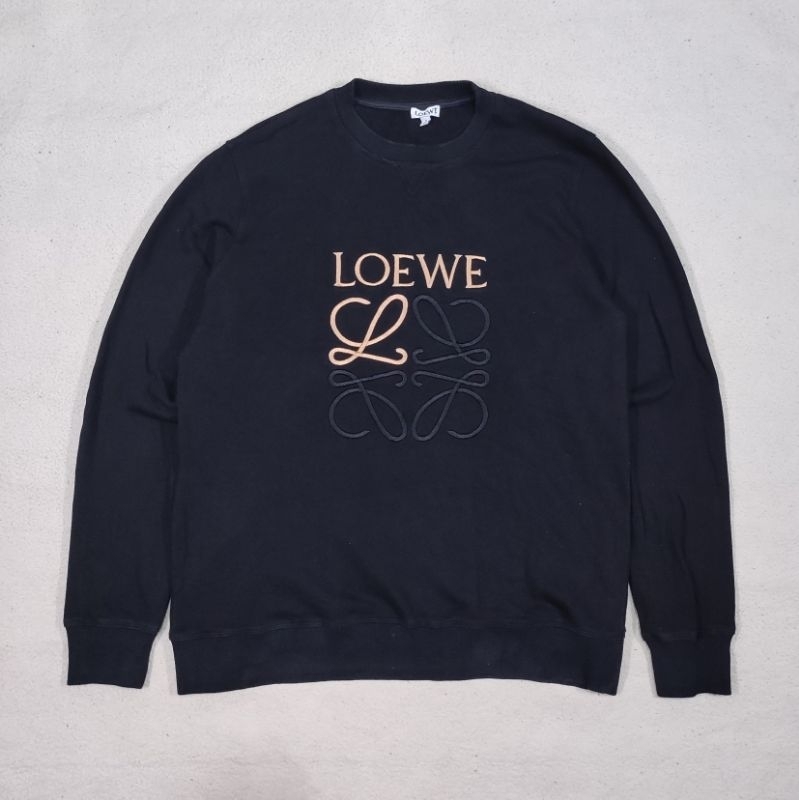 Loewe Anagram Embroidered Logo Crewneck Sweatshirt Sweater Jumper BLack Gold