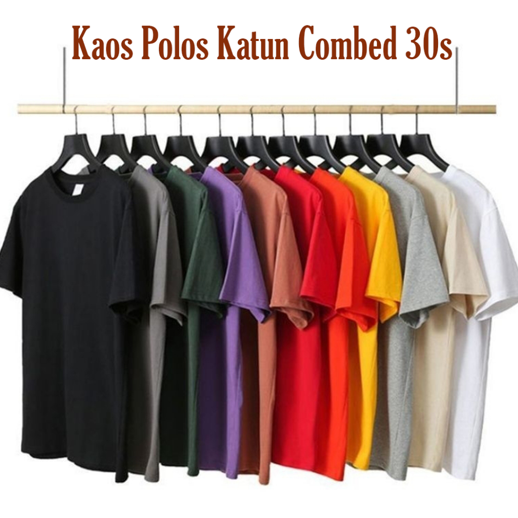 Kaos Polos Dewasa Lengan Pendek Pria Wanita Cotton Combed 30s Aneka Warna