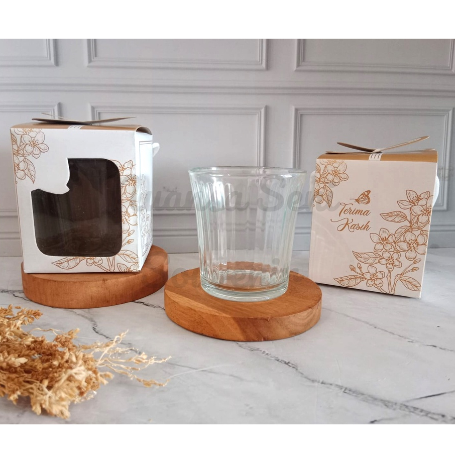 Souvenir Pernikahan Gelas Cangkir Minum Kaca Kecil Mug Gelas Kaca Kopi Bening Polos