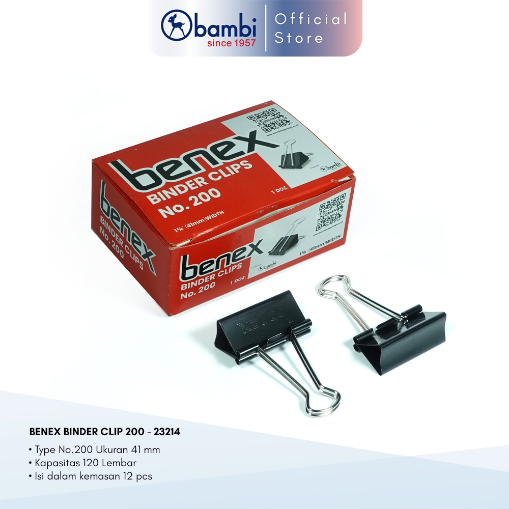 

Benex Binder Clip Benex 41 mm Jumbo Size Edisi Paper Clip & Penjepit Kertas No 200 Original