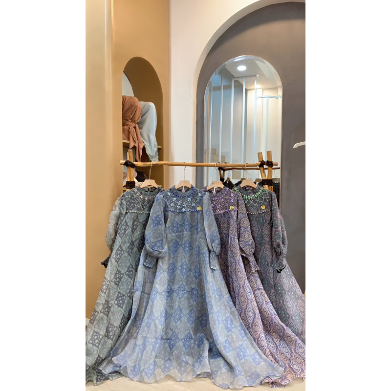 dress organza + payet premium