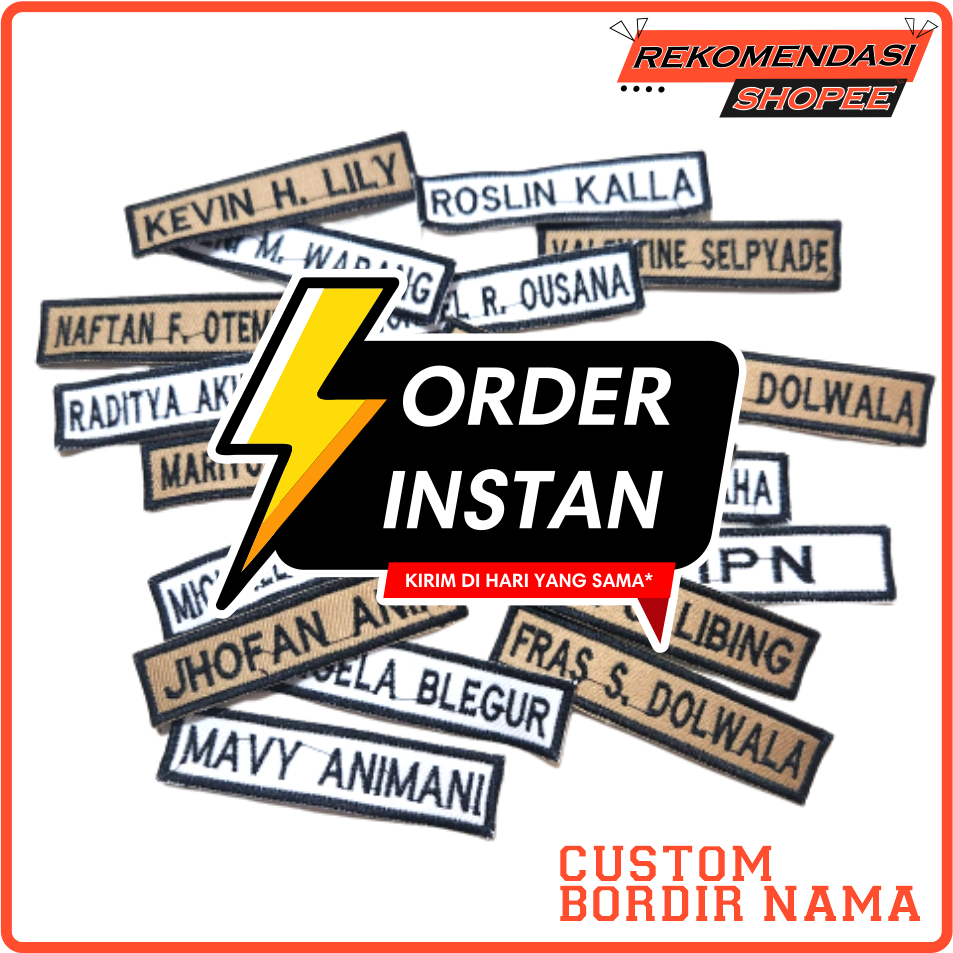 Bordir Nama Custom Dada Seragam Sekolah Bisa Express / Sameday | Bet Nama Pramuka | Bordir Komputer 