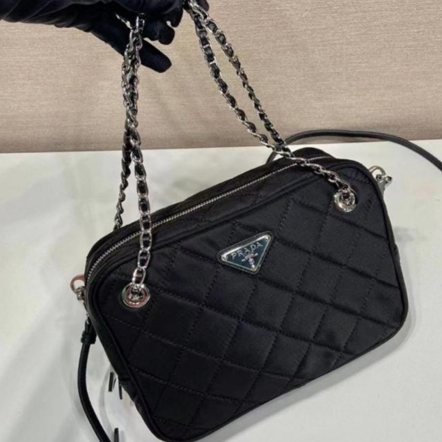 Tas Prada Tessuto Impuntu Small Baltico Nero Hitam Mini Nylon Original Asli Zipper Lampo Import Wani