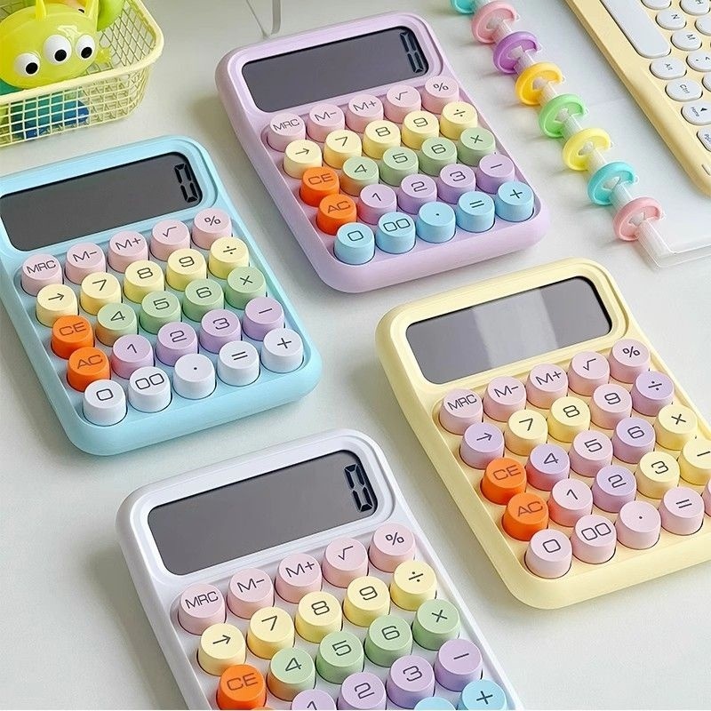 Kalkulator Macaron Fancy Tombol Besar PE- 817M - Calculator Keyboard Boba 12 Digit - Kalkulator Pastel Aesthetic