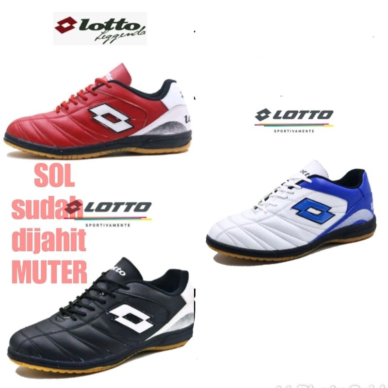 Sepatu futsal sol piu / sepatu futsal kulit asli / sepatu futsal lotto ( outsol dijahit mutet )