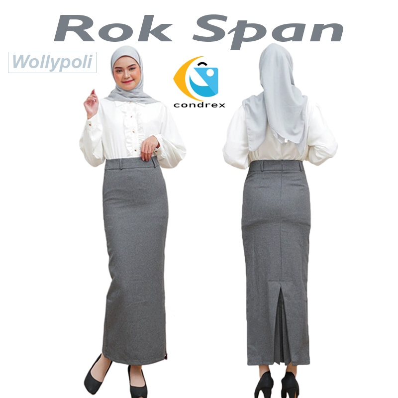 Rok Span Panjang Hitam Model Rempel Biron Polos Kerja Kantor Sekolah Formal
