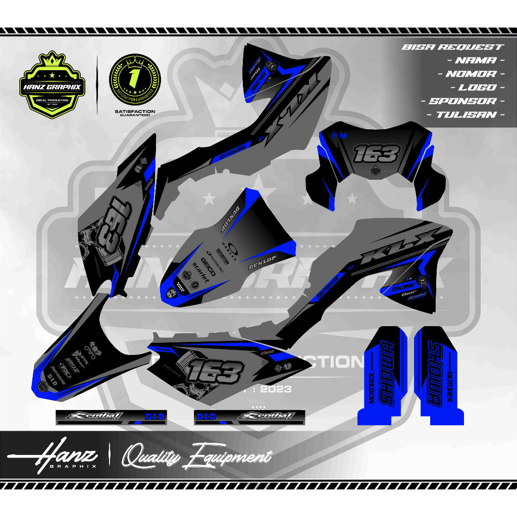 DECAL STICKER KLX BF / G / EXTREME GREY BIRU HITAM FULLBODY KEREN