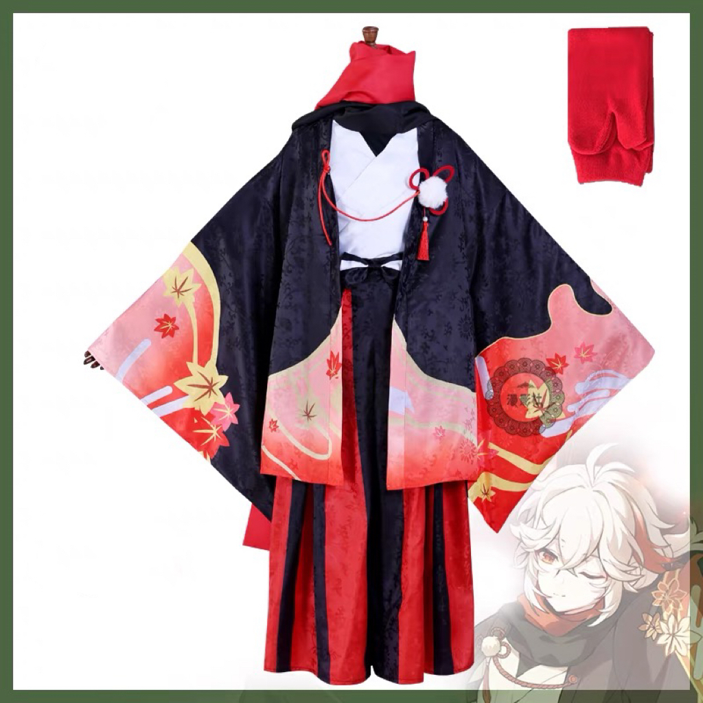 Anime Genshin Impact Five Kasen Cosplay Costume Kaedehara Kazuha Halloween Carnival Samurai Costume