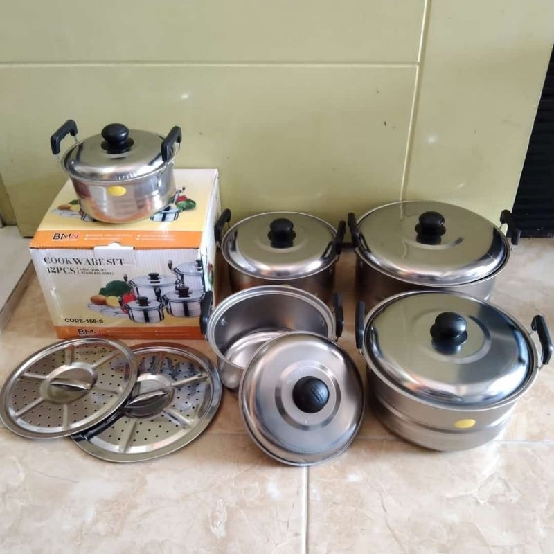 Cookware Set / Panci Steamer Tutup Stainless BMW 12 Pcs