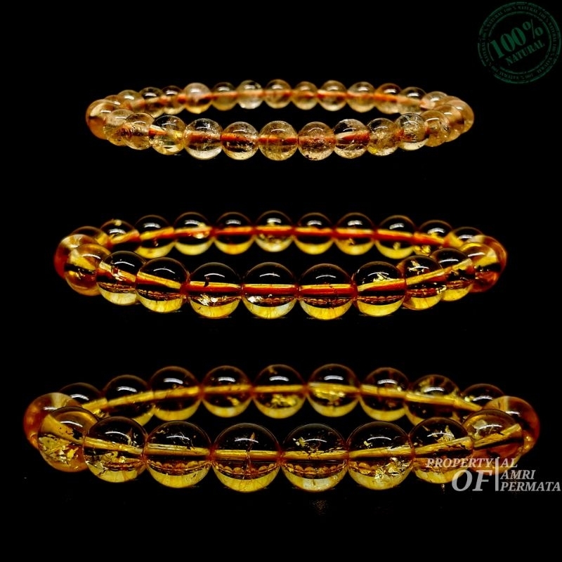 Gelang Batu Natural Yellow Citrine Gelang Pria Gelang wanita / Citrine
